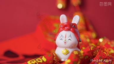 兔年春节喜气红火实拍视频